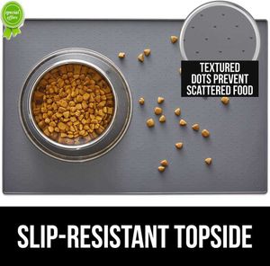 O novo tapete de alimentação de animais de estimação de silicone à prova d'água pode ser fixado para prevenir a água de splash splash splash silicone tat gato cão alimento placemat bandeja