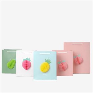 Packing Bags 3D Gift Paper Bag Birthday Cloth Shop Package Flower Threensional Origami Storage Drop Delivery Office School Business Dhvgb