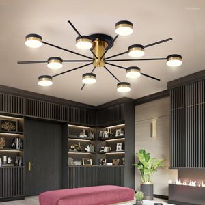 Lampadari Lampada a sospensione a LED Lampadario moderno Illuminazione per soggiorno Camera da letto Decorazioni in oro e nero Luci per interni Apparecchi Luminaria