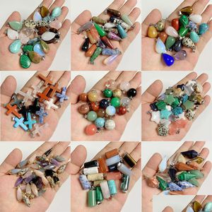 Colares de pingentes pingentes de pedra variados de cor da moda, forma de cor de cor de cor de coração de cor de coração para fazer jóias fazendo colar dhgarden dhqjx