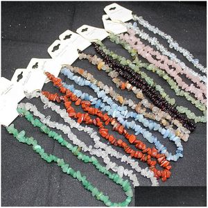 Chokers esmagou lascas naturais Colar de garganta de pedra Irregar Healing Gravel Amethyst Fluorite Aquamarines Crystal Quartz contas dhgarden dhhhj