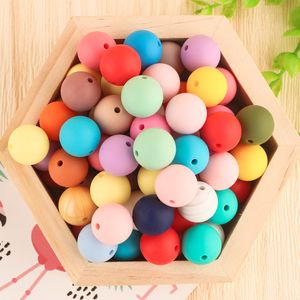 Baby Teethers Toys Kovict 50Pcs Optional 15mm Silicone Round Beads Rodent Diy For Necklace Chews Pacifier Chain Clips Soft Texture 230518