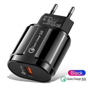 18W Fast Charger 3A QC3.0 USB Quick Charge Wall Charger Adapter US EU Plug for IPhone Samsung Xiaomi LG Smart Phone Charger