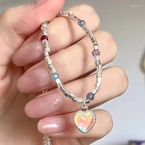 Pendant Necklaces Korean Charm Irregular Beads Moonstone Heart Necklace For Women Fashion Retro Harajuku Sweet Punk 90s Aesthetic