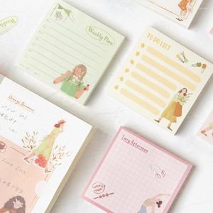 100 листов/Pack Kawaii милая девочка Lady Memo Pad Note Paper Повестка дня.