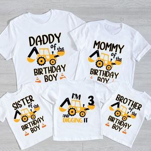 Family Matching Outfits Construction Birthday Party Shirts Personalized T Boys Any Age Name My Kids 230518
