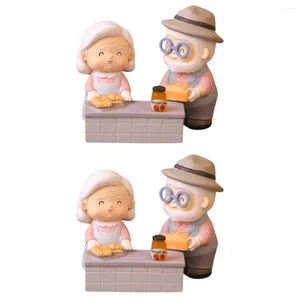 Gift Wrap 2 Sets Of Elderly Couple Statue Romantic Craft Wedding Grandparent Figurine Decor