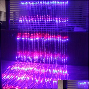 Party Decoration 3X2M Waterfall Light String Halloween Christmas Background Garden Lights Led Eu Plug Drop Delivery Home Fes Dhsu2