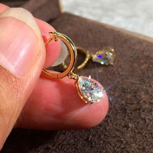 Hoop Earrings Vintage Gold Color Small Luxury Crystal Water Drop Stone Dainty White Zircon For Women Jewelry