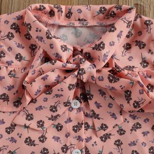 Conjuntos de roupas 1-6y moda conjuntos de roupas de bebê crianças meninas floral impressão camisa topos arco shorts terno verão crianças conjunto