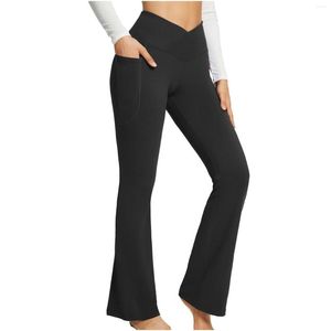 Damen-Leggings, Frühling und Sommer 2023, einfarbig, lässig, leicht ausgestellt, hohe Taille, schmal, breiter Fuß, Yoga-Fitnesshose