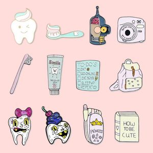 Toothpaste Toothbrush Enamel Pin Personalized Tooth Backpack Alarm Clock Camera Brooch Cute Sweet Jewelry Dentist Lovers Gift