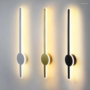 Wall Lamps Simple Gold Black Long Modern LED Lights Living Study Dining Room Bedroom Bedside Aisle Loft Hall Indoor Lighting