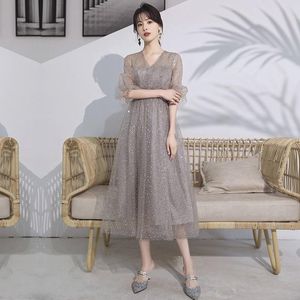 Этническая одежда светло-коричневая сетка Qipao Sequint