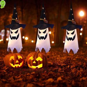 Nowe halloweenowe lampy smyczkowe Dekoracje na zewnątrz wiszące światła Świezające Dekoracje z czarownicą hat do ogrodu na podwórku