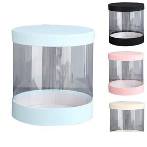 Gift Wrap Round Flower Paper Boxes Flowers Bucket Transparent PVC Cake Box Ladies Presents Packing Case Lid Party Drop Delivery Home DHH0P