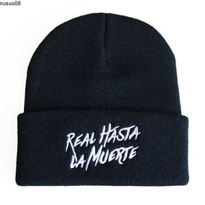 Beanie/Skull Caps Anuel AA Beanies Cap for Men of Leal hasta la muerte embroideryニットハットヒップホップボンネットキャップJ230518