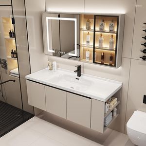 Bathroom Sink Faucets Light Luxury Integrated Ceramic Basin Cabinet Combination Table Washbasin Mirror Set
