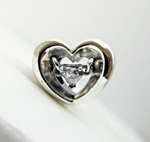 Radiant Heart & Floating Stone Charm 925 sterling silver Pandora Murano lampwork Moments Birthstone for fit Charms beads Bracelets Jewelry 792493C01 Andy Jewel