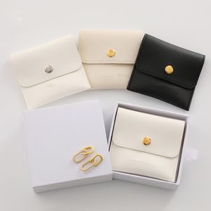 Jewelry Stand 1Pc PU Leather Pouch for Necklace Ring Bracelet Earrings Keys Organizer with Snap Gifts High End Mini Packaging Bags 230517