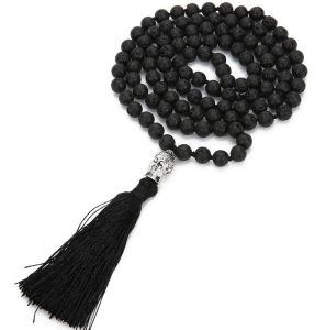 BOHO LAVA ROCK ROCK LONGO CONFUSTO DE TASSEL Difusor Óleo Essential Buda Natural Buda Buda Cadeia de camisola para mulheres Epackismo de jóias de moda