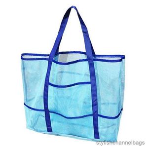 Stuff Sacks 1 Stück einfarbige, transparente Netz-Strandtasche, lässig, große Kapazität, Netz-Kulturbeutel, Strand-Einkaufstasche für Frauen und Mädchen