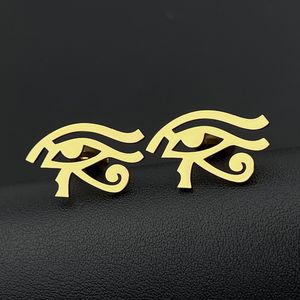 Forntida Egypten Eye of Horus manschettknappar för mens heliga örnhuvud gud tvillingar rostfritt stål amulet smycken bröllop festtillbehör