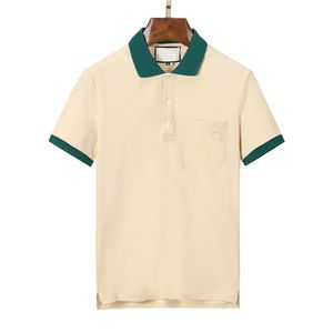 2023SS Yaz Marka Giyim Lüks Tasarımcı Polo Gömlek Erkekler Casual Polo Moda Yılan Arı Baskı Nakış T Gömlek High Street Erkek Polos