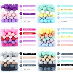 Baby Teethers Toys 20pcs 12mm Silicone Beads Round Teether Teething DIY Pacifier Chain Necklace Pendant BPA Free Accessories 230518