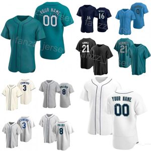 Team Baseball 2 Tom Murphy Jerseys 21 Cooper Hummel 0 Sam Haggerty 3 J.P.Crawford 16 Kolten Wong 8 AJ Pollock gör anpassade pullover flexbase broderier män kvinnor s-s-s-s