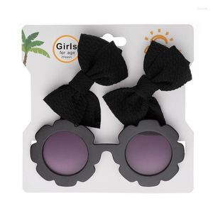 Hair Accessories Kids Sunglasses And Clips Lightweight Sunflower Sun Protection Glasses For Toddler Girl Outdoor Beach Holiday