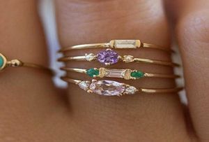 IPARAM 4 PCSSet Crystal Zircon Gold Ring Set 2020 Vintage Bohemian Women Engagement Party Ring Set Jewelry Q07086723270
