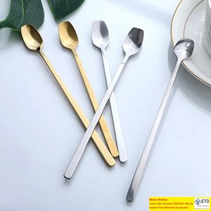 Stainless Steel Coffee Mixing Spoon Long Handle Cocktail Ice Cream Scoop Silver Jam Honey Thicken Kitchen Tableware