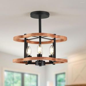 Pendant Lamps Nordic Solid Wood Iron Chandelier Hang Lamp Living Room Dining Bedroom Bar Indoor Decor Celling Lighting Fixtures