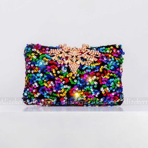 Borsa a tracolla Colore paillettes Pochette da sera per la festa nuziale Borsa a catena con perline Borse e borsette Portafogli da donna con strass 230509