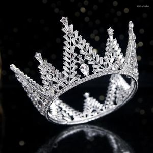 Saç klipsleri lüks rhinestone kristal gelin tiaras düğün yuvarlak taçlar barok kafa bandı kadınlar pageant diadem mücevher aksesuarları