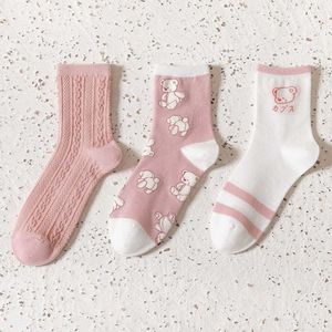 Strumpor strumpor lolita stil tecknad djurtryck kvinna andas bomullsstrumpor harajuku retro långa strumpor japanska söta flickor besättningar sockor p230517