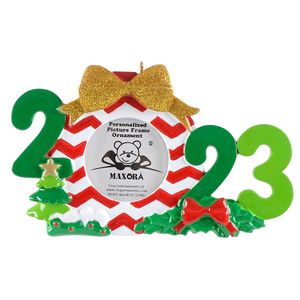 マキサラキラキラボウ樹脂の年フォトフレームオーナメントパーソナライズされたクリスマスオーナメントハートフェルトギフト愛する人のための贈り物
