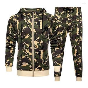 Running Set Camouflage Jacket Pants Men Sweatshirts Tracksuit Sport Fitness Hooded Outerwear Hoodie Set 2 Pieces Autumn Clothing