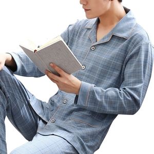 Men's Sleepwear Men Sleepwear Striped Cotton Pajama Sets for Men Short Sleeve Long Pants Sleepwear Pyjama Male Homewear Lounge Wear Clothes 230518