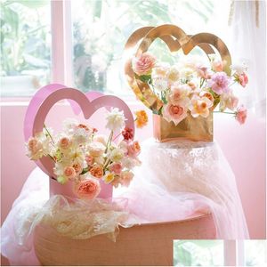 Present Wrap 10st/Set Box Love Heart Bridesmaid Flower Paper Bags Party Favors Supplies Rose Storage Boxes Drop Delivery Home Dhacx