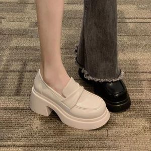 Klänningskor Fashion Women High Heels Lolita Mary Janes Sandaler Casual Chunky Pu Leather Non Slip Oxford 2023 Spring Autumn