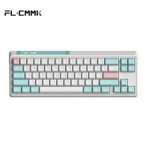 Keyboards FL ESPORTS CMK68-SAM Three-Mode Mechanical Keyboard 68 Keys RGB Swappable 2.4G Wireless Bluetooth Wired WinMaciPad 230518