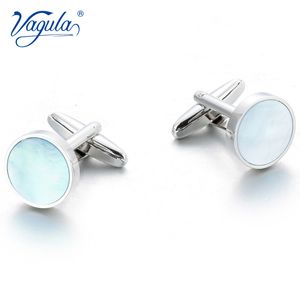 Vagula Excelente qualidade Cufflinks Camisa de terno de luxo Gemelos Button Blue Sea Shell Mother Pearl Links 257