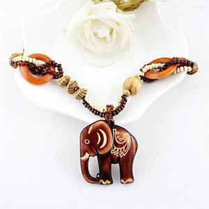 Pendant Necklaces 2023 Boho Jewelry Ethnic Style Long Hand Made Bead Wood Elephant Necklace for Women Price Decent Wholesale Dropship 4975