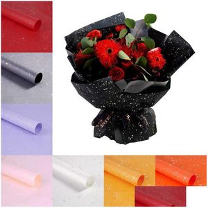 Embrulhar papel de florista 10pcs/lote 60x60cm Bouquet de flor Os suprimentos à prova d'água de Natal entrega de queda de queda de casa do jardim da casa f dhvqr