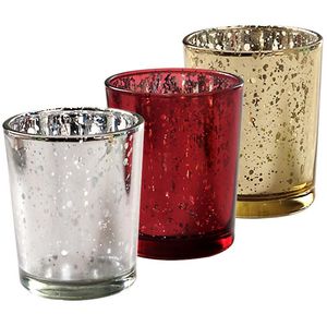 Stjärnklar nattljushållare Mercury Glass Votive Candle Cup Speckled Christmas Gold Red Silver Wedding Party Decoration SN5239