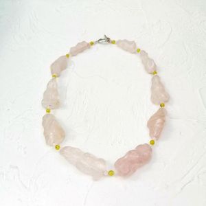 Choker lii ji rosa halsband 56 cm rose kvarts citron jades lager försäljning kvinnor smycken