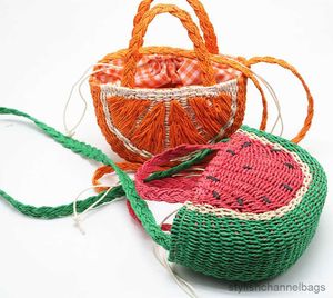 Rzeczy worki Summer Słodki arbuz kształt słomy torba moda rattan wiklinowy ręcznie tkany półfinałowa torebka wakacyjna plaża podróżna torba crossbody