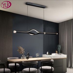 シャンデリアYoulaike Modern Led Dining Room for Dining Room Black/White Hange Light Fixture Creative Design Island Bar Suspension Lamp
